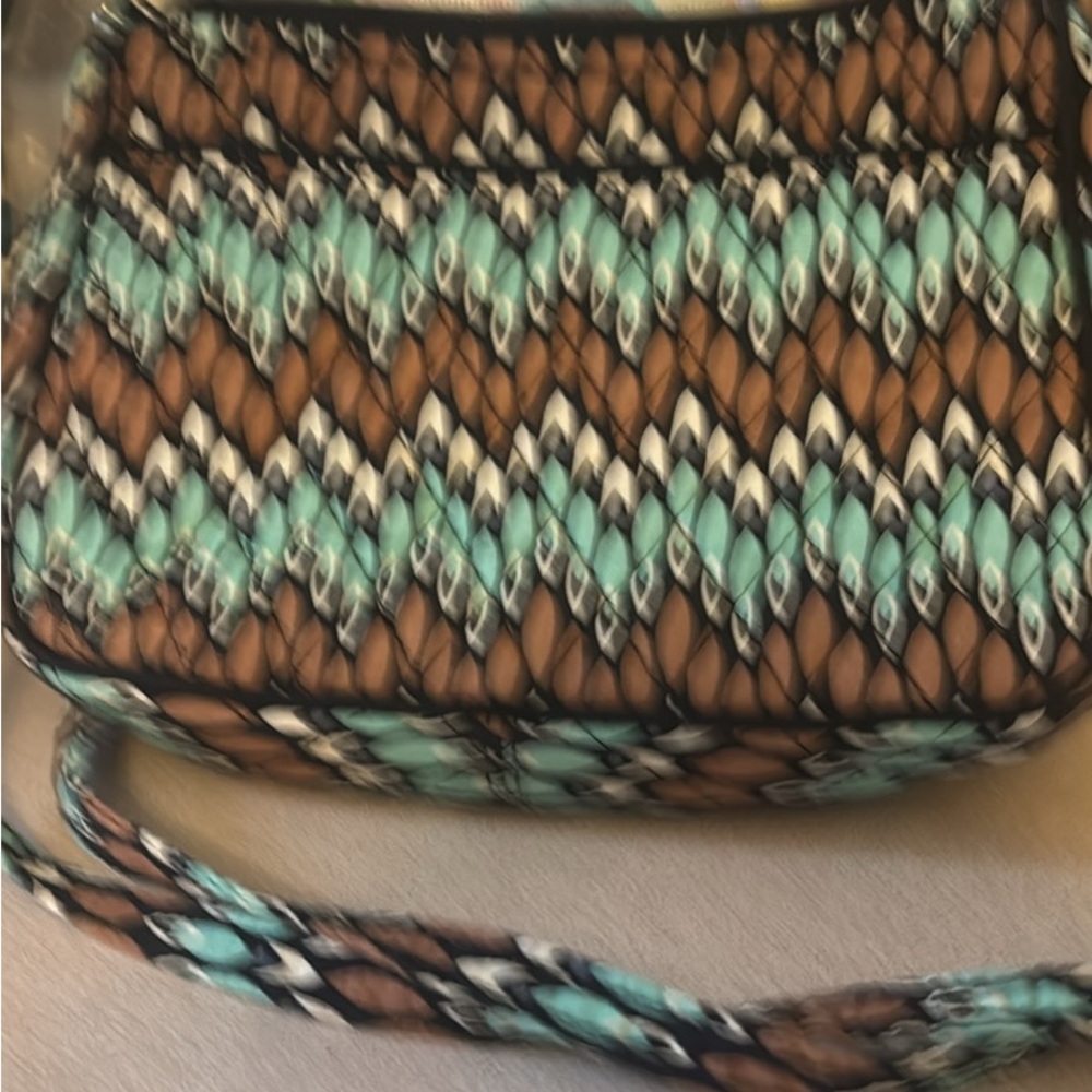 Vera Bradley Teal, Brown and Black Woven Crossbody Bag